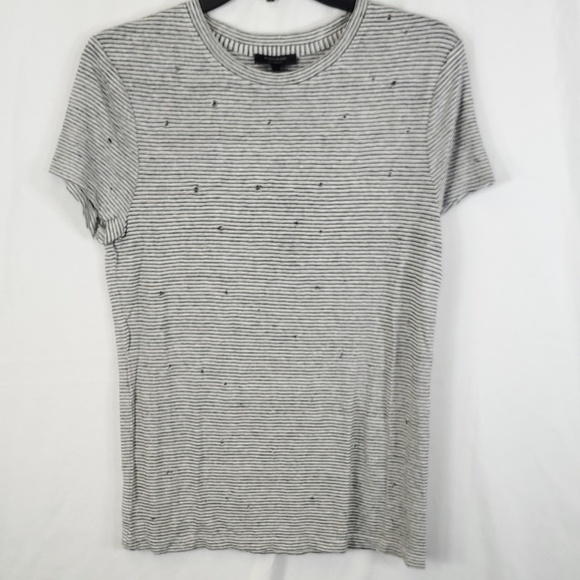 BLACK ORCHID Distressed Holes Stripe Shirt - Picture 1 of 3